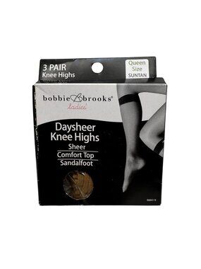 Bobbie Brooks Ladies Daysheer Knee Highs Sandal Foot 2 Pairs Queen Size